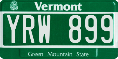 VT license plate YRW899
