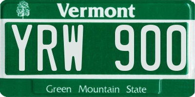 VT license plate YRW900