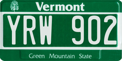 VT license plate YRW902