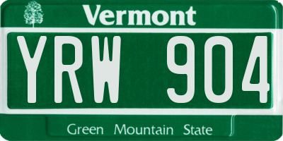VT license plate YRW904