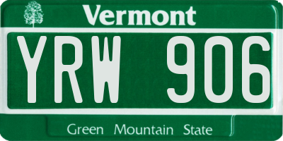 VT license plate YRW906