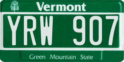 VT license plate YRW907