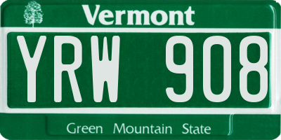 VT license plate YRW908