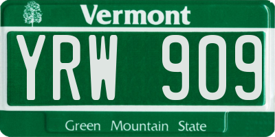 VT license plate YRW909