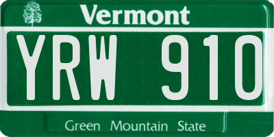 VT license plate YRW910