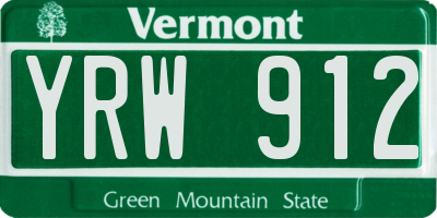 VT license plate YRW912