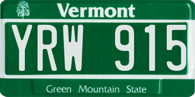 VT license plate YRW915