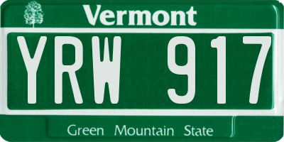 VT license plate YRW917