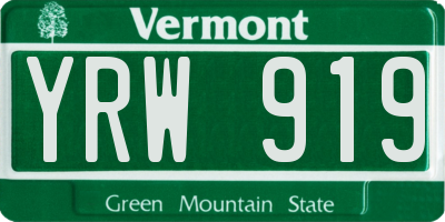 VT license plate YRW919