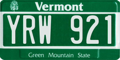 VT license plate YRW921