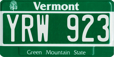 VT license plate YRW923