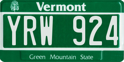 VT license plate YRW924