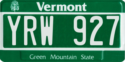 VT license plate YRW927