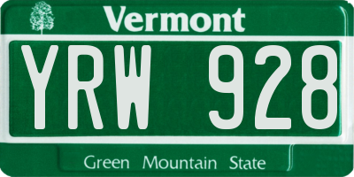 VT license plate YRW928