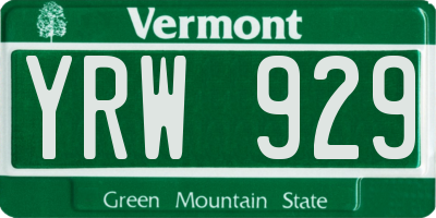 VT license plate YRW929