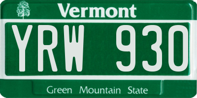VT license plate YRW930