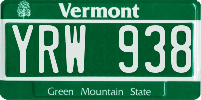 VT license plate YRW938