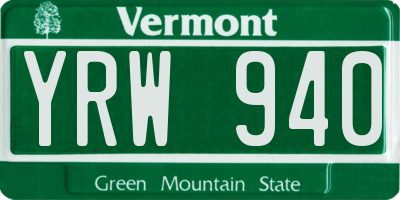 VT license plate YRW940