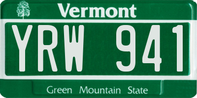 VT license plate YRW941
