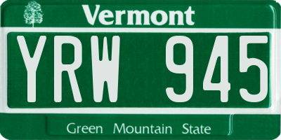 VT license plate YRW945