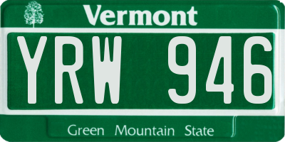 VT license plate YRW946