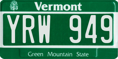 VT license plate YRW949