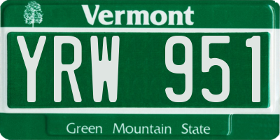 VT license plate YRW951