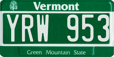 VT license plate YRW953