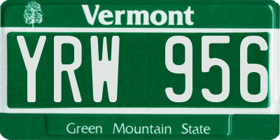 VT license plate YRW956