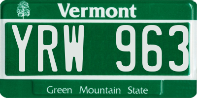 VT license plate YRW963