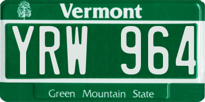 VT license plate YRW964