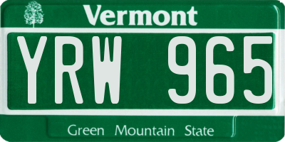 VT license plate YRW965