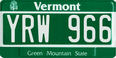 VT license plate YRW966