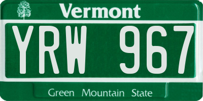 VT license plate YRW967