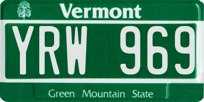 VT license plate YRW969