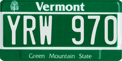 VT license plate YRW970