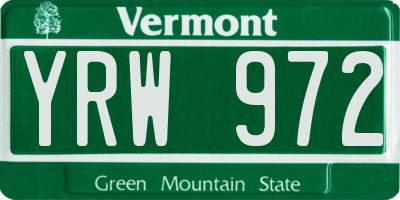 VT license plate YRW972