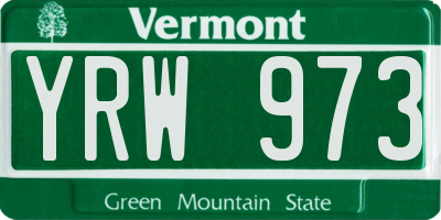 VT license plate YRW973