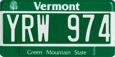 VT license plate YRW974