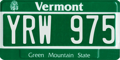 VT license plate YRW975