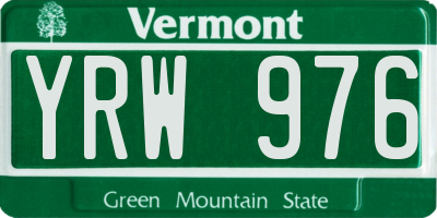 VT license plate YRW976