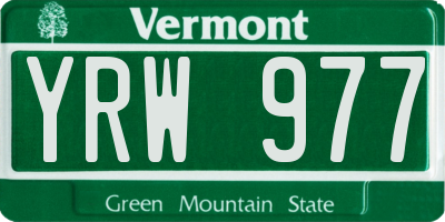 VT license plate YRW977