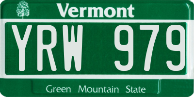 VT license plate YRW979