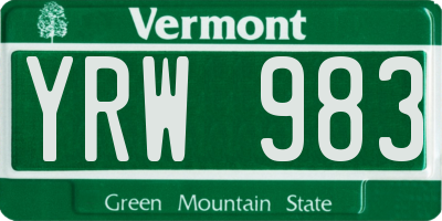 VT license plate YRW983