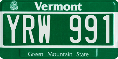 VT license plate YRW991