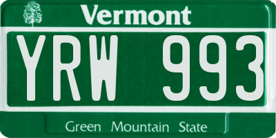 VT license plate YRW993