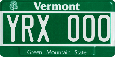 VT license plate YRX000