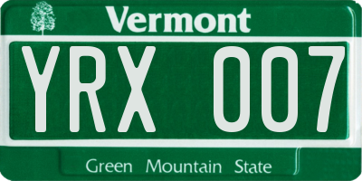 VT license plate YRX007