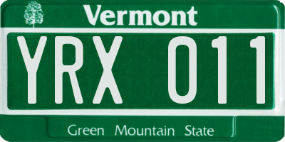 VT license plate YRX011