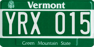 VT license plate YRX015